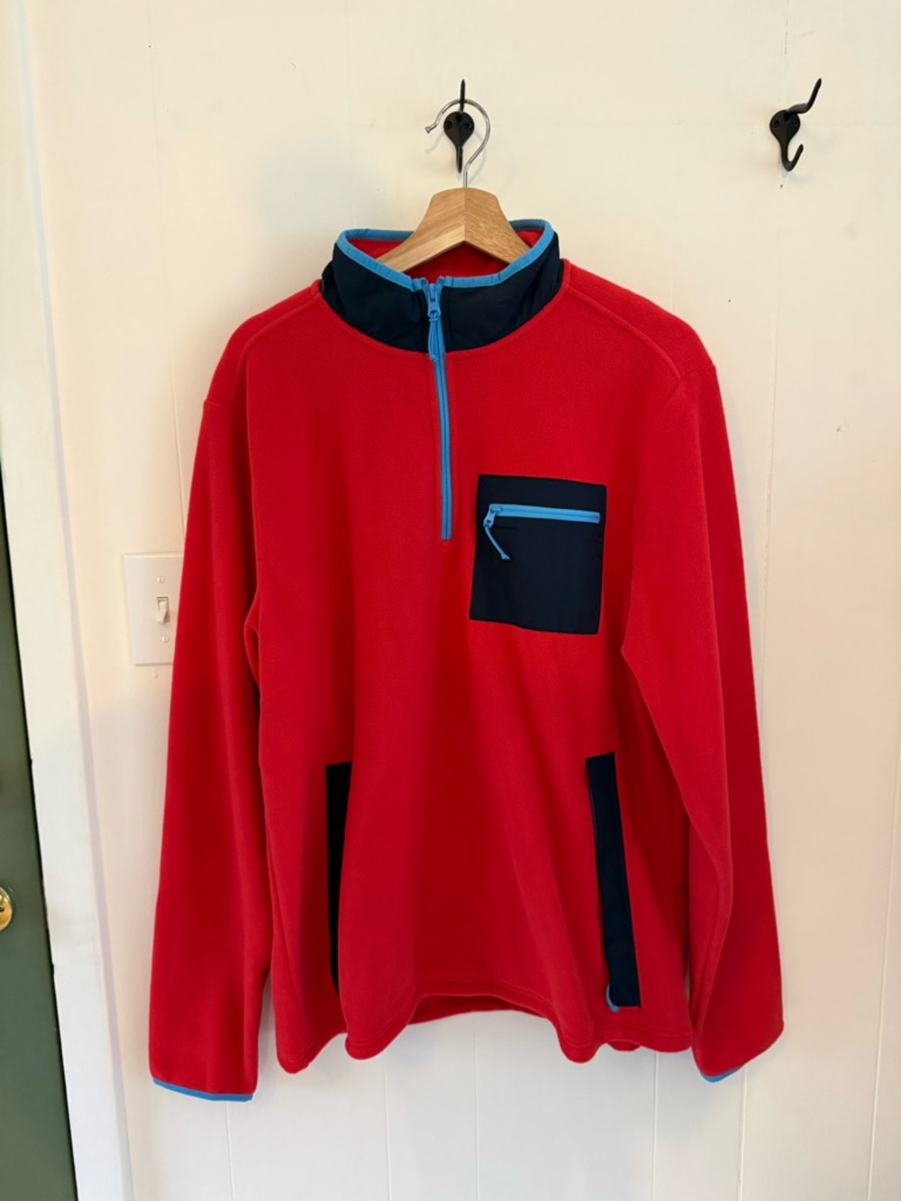 Lands End Red Quarter‑Zip Fleece